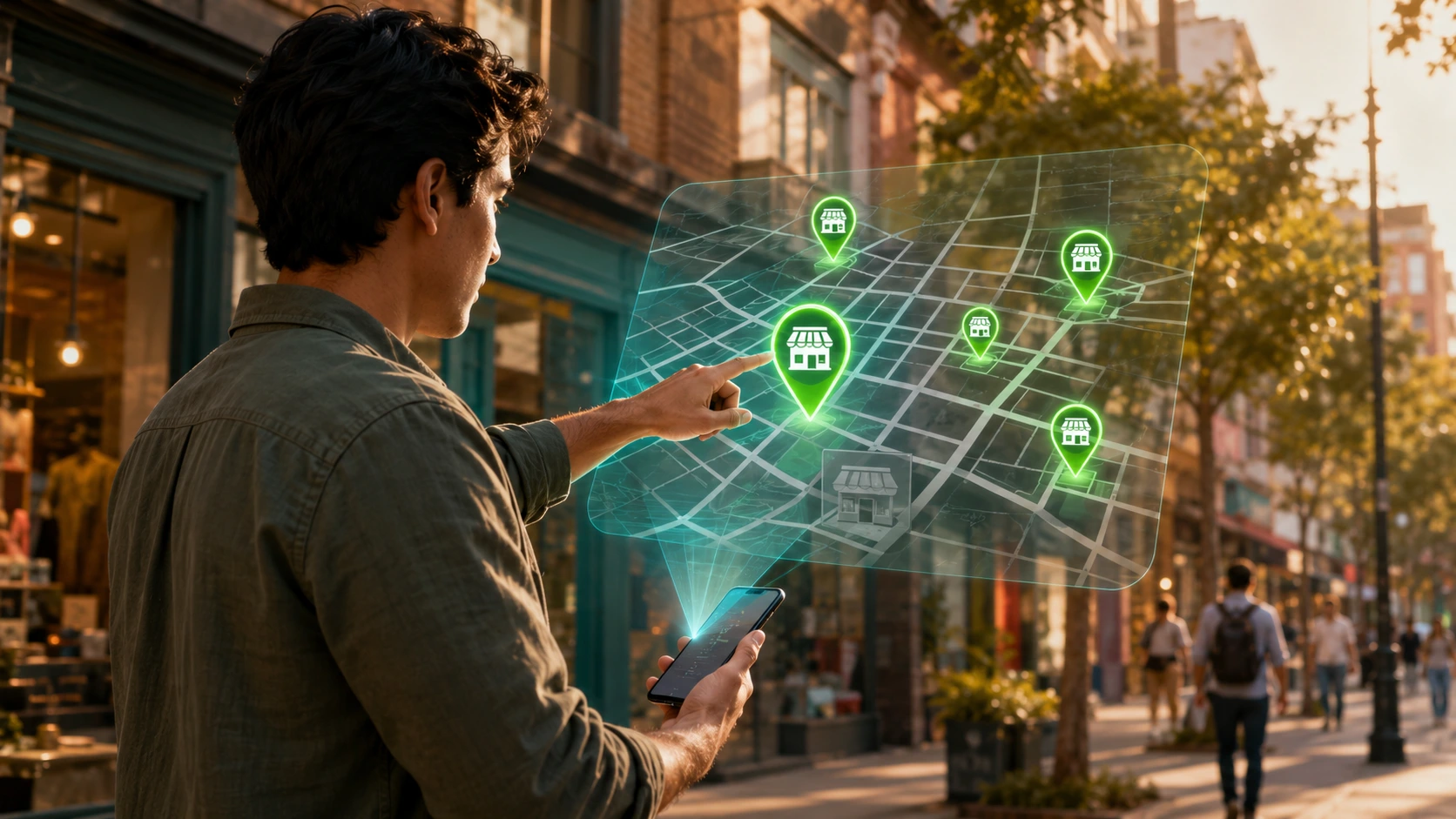 Persona busca «cerca de mí» en el mapa y un negocio aparece invisible frente a los competidores.