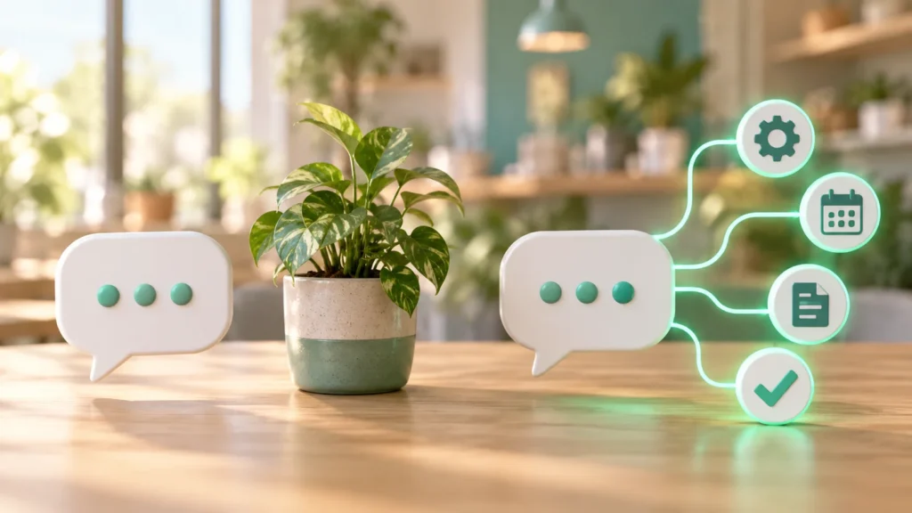 A la izquierda un chatbot solo responde; a la derecha un agente de inteligencia artificial ejecuta acciones a partir de la conversación Agentes